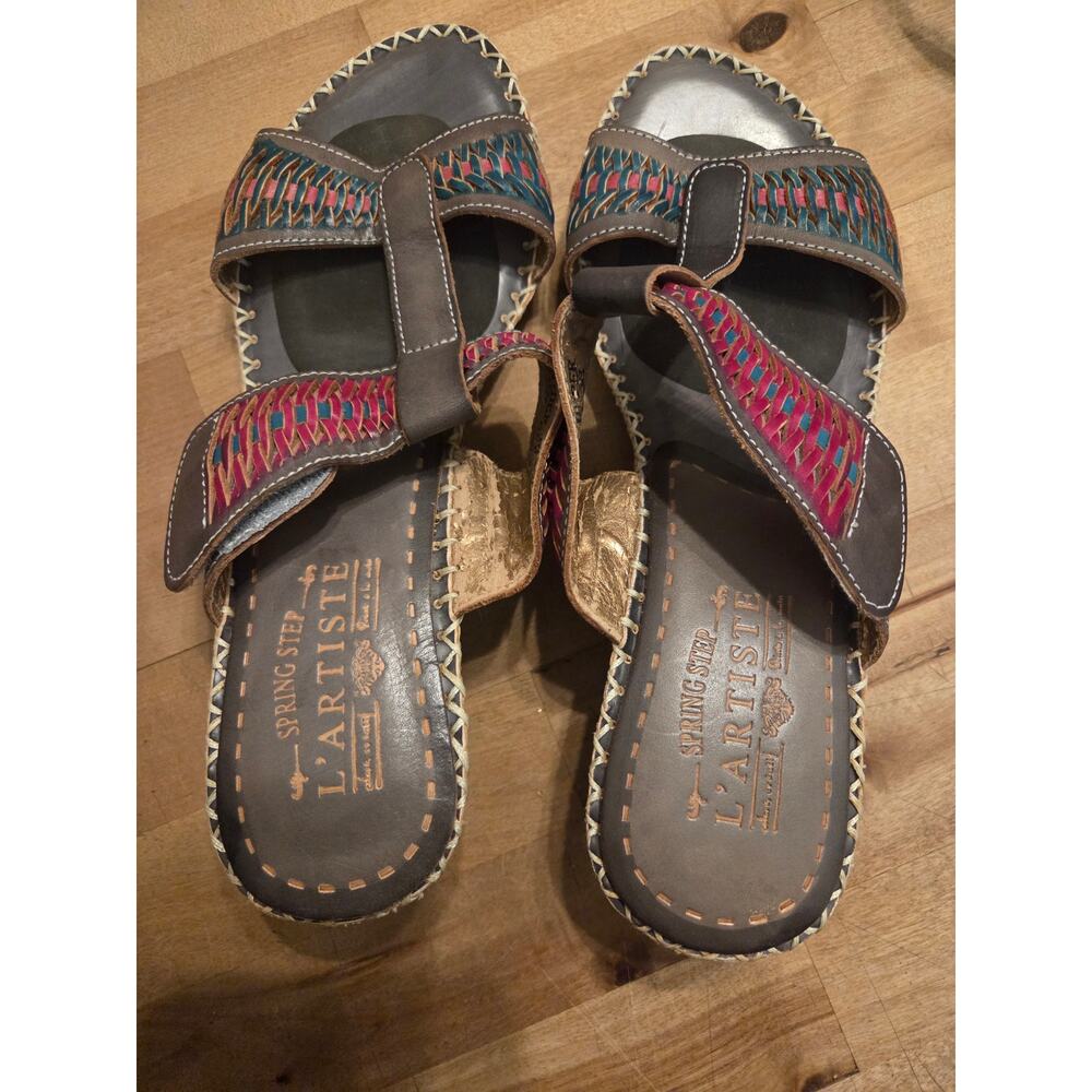 Spring Step L'Artiste Women's Embroidered Sandals size 38  (7.5) us